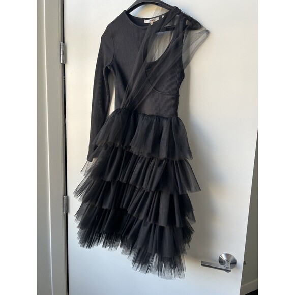 Womans Layered Ruffle TULLE DRESS BLACK -Size EXTRA SMALL - Picture 7 of 8